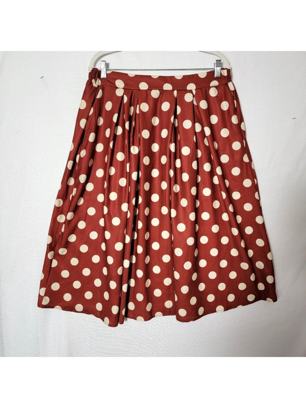 Jade By Jane Pleated Skirt Womens Sz 2X Knee Length Rust & Cream Vintage USA